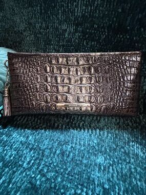 Rare Brahmin Black and gold Croc-Embossed Wallet Clutch with Tassel
